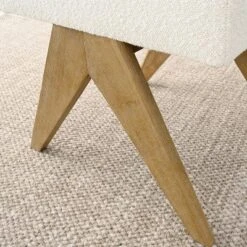 Set Of 2 Boucle Dining Chairs, Upholstered Armless Side Chairs With Solid Oak V-Leg Design For Modern Dining Room-Maison Boucle -Chic Furniture Store GUEST 27998dd9 59e9 4134 a125 1db0072e55f1