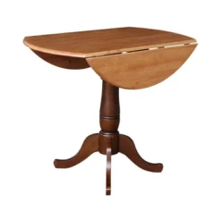 35.5" Brevin Round Dual Pedestal Drop Leaf Dining Table Cinnamon/Espresso - International Concepts -Chic Furniture Store GUEST 27d1516f ebe3 4a47 9aec 31c56105eefe