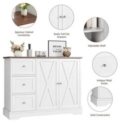 Garvee Buffet Cabinet With Storage, Coffee Bar Cabinet With 3 Drawers, Sideboard For Kitchen Dining Living Room, White 12 Garvee Buffet Cabinet With Storage, Coffee Bar Cabinet With 3 Drawers, Sideboard For Kitchen Dining Living Room, White -Chic Furniture Store GUEST 28775a60 2359 4a82 bcf0 d79fab13f28c