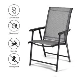 Costway Set Of 4 Outdoor Patio Folding Chairs Camping Deck Garden Pool Beach W/Armrest -Chic Furniture Store GUEST 28a44ae1 943c 494e ba53 ec4984a60854