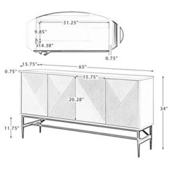 Uirich 65'' Wide Modern Sideboard Storage Cabinet With Adjustable Shelves| KARAT HOME -Chic Furniture Store GUEST 28a4fe4a 55d4 4372 b5c6 547c37cf0e2b