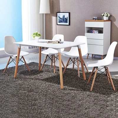 COSTWAY Set Of 4 Mid Century Modern Style Dining Side Chair Wood Leg 1 COSTWAY Set Of 4 Mid Century Modern Style Dining Side Chair Wood Leg