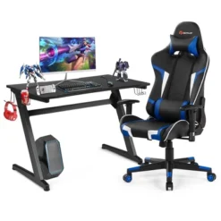 Costway Z-Shaped Racing Style Desk & Massage Gaming Chair Set For Home Office -Chic Furniture Store GUEST 299f8e86 beb4 43fc b482 1679ac9a917d