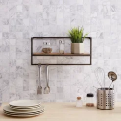 17" X 7.9" Floating Industrial Wood Wall Shelf With Metal Towel Bar Black - Danya B. 13 17" X 7.9" Floating Industrial Wood Wall Shelf With Metal Towel Bar Black - Danya B. -Chic Furniture Store GUEST 29c8bf56 358c 475a b799 ab3f49201c14