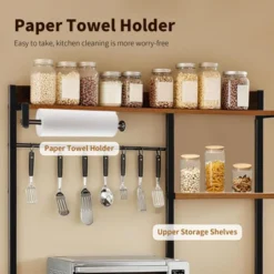 Freestanding Kitchen Bakers Rack, 4 Tier Microwave Stand With Wire Basket & Hooks, 62'' Tall Industrial Coffee Bar Station For Spices, Cups, Pots 11 Freestanding Kitchen Bakers Rack, 4 Tier Microwave Stand With Wire Basket & Hooks, 62'' Tall Industrial Coffee Bar Station For Spices, Cups, Pots -Chic Furniture Store GUEST 2a125b61 9179 404d 8355 ba154a776bad