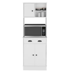 Gulches Stylish White Pantry Cabinet With Drawer And 3 Doors - Perfect For Kitchen Storage -Chic Furniture Store GUEST 2b8697c9 c309 468f a74f 3f80e9e7c6a4
