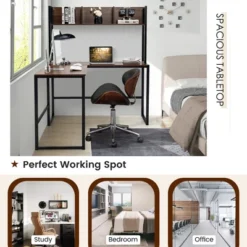 Costway 55''L-Shaped Desk Corner Computer Desk Writing Workstation Table W/Hutch -Chic Furniture Store GUEST 2b883412 c151 43c8 9ce5 dd053d896582