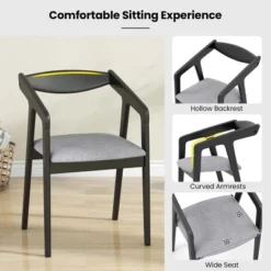 Costway Wooden Dining Chair Set Of 2 With Rubber Wood Frame Armrests Padded Cushion -Chic Furniture Store GUEST 2b8d0117 d48a 4fa1 a33a 530f163a7f68