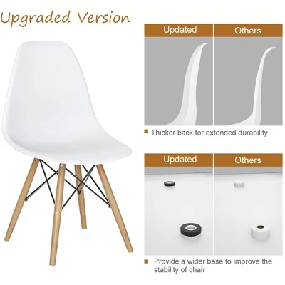 COSTWAY Set Of 4 Mid Century Modern Style Dining Side Chair Wood Leg 6 COSTWAY Set Of 4 Mid Century Modern Style Dining Side Chair Wood Leg - Image 6