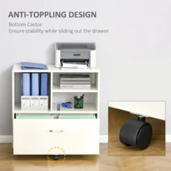 Vinsetto 29" Filling Cabinet, Office Storage Organizer With 4 Shelves, Wheels And Bottom Drawer For Legal And Letter Sized Files, White 8 Vinsetto 29" Filling Cabinet, Office Storage Organizer With 4 Shelves, Wheels And Bottom Drawer For Legal And Letter Sized Files, White -Chic Furniture Store GUEST 2e263cad ec7a 482d b33b 93c4758c4400