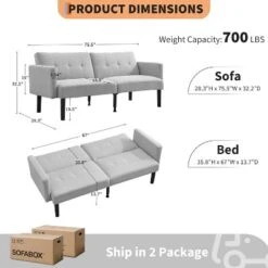 Gaomon Double Sofa Bed, 3-Position Adjustable Recliner Sofa, Modern Recliner With Legs, Off-The-Floor Design For Easy Cleaning