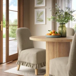 Rounded Back Slipcovered Dining Chair With Ruffle - Threshold™ -Chic Furniture Store GUEST 30362ace ce07 4d5e 9dde 26ff1115dcf8