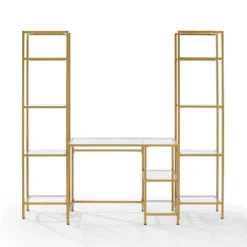 3pc Aimee Desk And Etagere Set Soft Gold - Crosley -Chic Furniture Store GUEST 30512f56 ba66 4561 8a39 05a01bd419f0