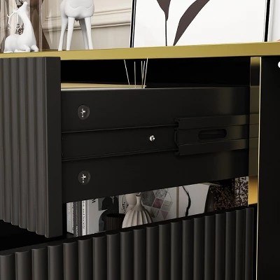 FUFU&GAGA Wave Finish 4 Door Floor Standing Sideboard With Adjustable Shelves 8 FUFU&GAGA Wave Finish 4 Door Floor Standing Sideboard With Adjustable Shelves - Image 8