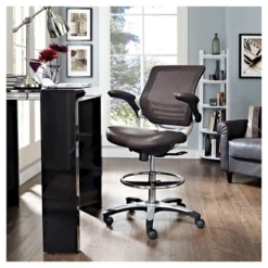 Edge Mesh Vegan Leather Seat Office Chair With Flip-Up Arms Black - Modway -Chic Furniture Store GUEST 318c21f2 988e 49af aaf0 599bd496f6e6