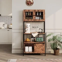 63" Industrial Microwave Stand 5-Tier Kitchen Bakers Rack With Cabinets & Charging Station, Utility Shelves Storage Shelf For Dining Room -Chic Furniture Store GUEST 34ed1816 0c47 4770 ac50 df137aa86c08