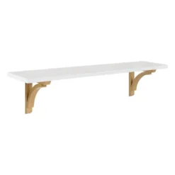 36" X 9" Corblynd Traditional Wood Wall Shelf White/Gold - Kate And Laurel -Chic Furniture Store GUEST 3623da6b b14e 47b6 8c71 08bc7244224b