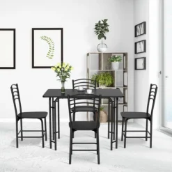 Costway 5 Piece Dining Set Home Kitchen Table 29.5'' And 4 Chairs With Metal Legs Modern Black -Chic Furniture Store GUEST 3afcacfb c070 4517 bbbb 85312c0b56c5