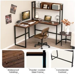 Costway 55''L-Shaped Desk Corner Computer Desk Writing Workstation Table W/Hutch -Chic Furniture Store GUEST 3b1c9fa2 17b0 4a6d 95a8 b3a39b25488a