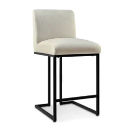 Set Of 2 Mason 25" Contemporary Armless Upholstered Fabric With Black Metal Sled Legs Counter Height Barstools-The Pop Maison -Chic Furniture Store GUEST 3eb04cc8 92b9 42e1 a13a 1478fd9af67b