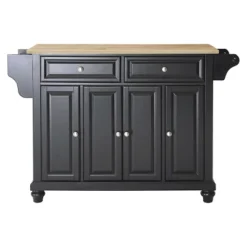 Cambridge Natural Wood Top Kitchen Island Black - Crosley