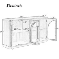 KTMBDW Sideboard Buffet Cabinet With Storage, 60" Large Kitchen Storage Cabinet With 4 Doors, Wood Coffee Bar Buffet Table For Kitchen -Chic Furniture Store GUEST 3f197dfb 936b 4b49 b6b4 122d8b344b69