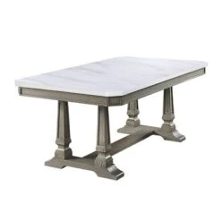 71" Zumala Dining Table Marble/Weathered Oak Finish - Acme Furniture