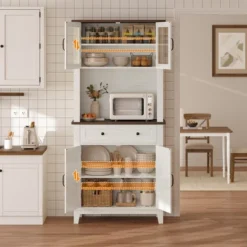 72" Tall Pantry Cabinet With Doors & Drawer, Farmhouse Storage Cabinet With Adjustable Shelves 8 72" Tall Pantry Cabinet With Doors & Drawer, Farmhouse Storage Cabinet With Adjustable Shelves -Chic Furniture Store GUEST 3fdfc7ab 97ce 4524 930d dcc418b10424