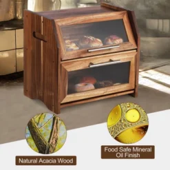 Farmhouse Acacia Wood Bread Box–2-Tier Rustic Storage With Clear Acrylic Door & Freshness Vents | Spacious Countertop Organizer For Bread, Baked Goods 12 Farmhouse Acacia Wood Bread Box–2-Tier Rustic Storage With Clear Acrylic Door & Freshness Vents | Spacious Countertop Organizer For Bread, Baked Goods -Chic Furniture Store GUEST 42c64f22 8fbe 45b7 8240 519be80360f6