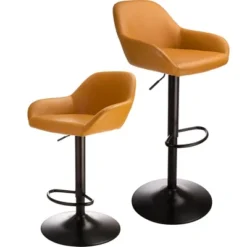 Set Of 2 Mid Century Modern Leatherette Gaslift Adjustable Swivel Barstool - Glitzhome -Chic Furniture Store GUEST 44ed95ee fa93 4cb4 bab2 9deb194a0c00