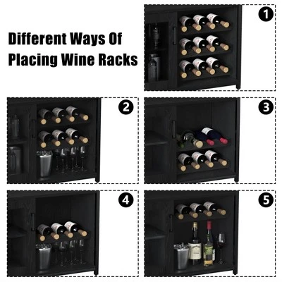Corner Wine Rack, 3-Tier Freestanding Bar Cabinet For Kitchen, Living Room - 69x35x92cm With Glass Holder & Mesh Door 3 Corner Wine Rack, 3-Tier Freestanding Bar Cabinet For Kitchen, Living Room - 69x35x92cm With Glass Holder & Mesh Door - Image 3