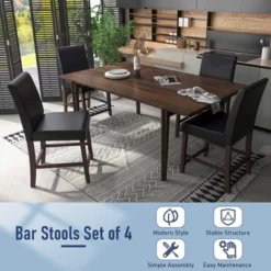 Costway Set Of 2/4 Bar Stools 25inch Counter Height Barstool Pub Chair W/Rubber Wood Legs -Chic Furniture Store GUEST 46b4d78d eaab 4551 948c 67beecc66260