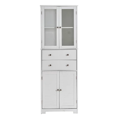 67" Tall Storage Cabinet, Freestanding Kitchen Pantry Cabinet With Glass Door & 2 Shelves & 2 Drawers 4 67" Tall Storage Cabinet, Freestanding Kitchen Pantry Cabinet With Glass Door & 2 Shelves & 2 Drawers - Image 4