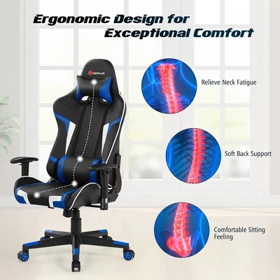 Costway X-Shaped Gaming Desk & Racing Style Massage Chair Set Home Office Black+White/Blue/Grey/Red 7 Costway X-Shaped Gaming Desk & Racing Style Massage Chair Set Home Office Black+White/Blue/Grey/Red - Image 7