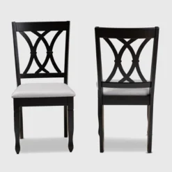2pc Reneau Upholstered Wood Dining Chair Set - Baxton Studio
