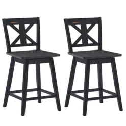 Costway Set Of 2 Bar Stools Swivel Counter Height Chair W/ Solid Wood Legs WhiteBlack 16 Costway Set Of 2 Bar Stools Swivel Counter Height Chair W/ Solid Wood Legs WhiteBlack -Chic Furniture Store GUEST 48e7e99a cec6 4c98 bb22 93fa718bd5a4