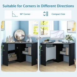 Costway Corner Computer Desk Triangle Writing Workstation W/ Storage Shelf WhiteBlack -Chic Furniture Store GUEST 49e11121 0fee 4e78 a1e0 795e4972da2f