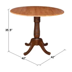 35.5" Brevin Round Dual Pedestal Drop Leaf Dining Table Cinnamon/Espresso - International Concepts -Chic Furniture Store GUEST 4a093343 d7cd 4791 b64b e99a54719944