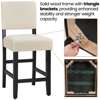 Yaheetech 24.6" H Upholstered Counter Bar Stool, Beige 4 Yaheetech 24.6" H Upholstered Counter Bar Stool, Beige - Image 4