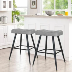 25" Kobe Backless Upholstered Saddle Counter Stool (Set Of 2)- The Pop Maison 25 25" Kobe Backless Upholstered Saddle Counter Stool (Set Of 2)- The Pop Maison -Chic Furniture Store GUEST 4c42031d 8f3c 42db b956 045c17023ea0