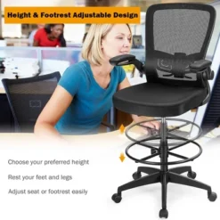 Costway Tall Office Chair Adjustable Height W/Lumbar Support Flip Up Arms -Chic Furniture Store GUEST 4c50f03f 00ae 496c 9904 e3add072da42