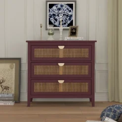 Archie Ash Wood Veneer 3-drawer And Pine Legs Accent Cabinet With Storage- Maison Boucle