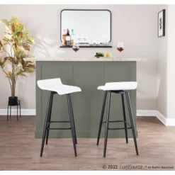 Set Of 2 Ale Faux Leather/Steel Barstools Black/White - LumiSource -Chic Furniture Store GUEST 516dc014 3eb6 4ba7 be39 5f75511a6205