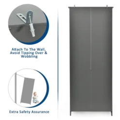 Costway Bookcase Shelving Storage Wooden Cabinet Unit Standing Bookcase W/Doors Gray -Chic Furniture Store GUEST 53ec7ade 2119 4c1d b9e0 856a0c9bc83f