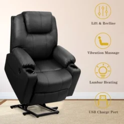 Costway Electric Recliner Chair Massage Sofa Leather W/ USB Charge Port BrownBlack -Chic Furniture Store GUEST 53ffb292 ffdd 4536 b8d3 77d0195e94af