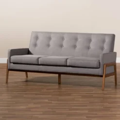 Perris Upholstered Wood Sofa Light Gray/Walnut - Baxton Studio 14 Perris Upholstered Wood Sofa Light Gray/Walnut - Baxton Studio -Chic Furniture Store GUEST 5484c619 34d1 4fb3 b488 1e784370474b
