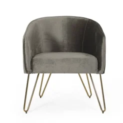 Grelton Modern Glam Velvet Club Chair With Hairpin Legs - Christopher Knight Home -Chic Furniture Store GUEST 54874bc6 64a2 45db 8fce e09b555e208f