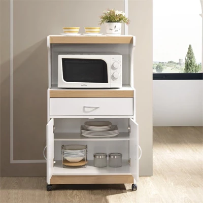 Microwave Kitchen Cart In White - Hodedah 2 Microwave Kitchen Cart In White - Hodedah - Image 2
