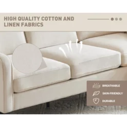 Erommy 3 Seat Sofa With 4 Wood Legs, Modern Sofa Couch For Living Room, Bedroom, Apartment, Office -Chic Furniture Store GUEST 58948f0c 95d6 444b a5a0 3dd39ad88084