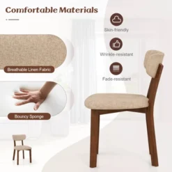 Costway 2 PCS Upholstered Dining Chairs Set Of 2 With Solid Rubber Wood Frame, Curved Backrest Brown/Grey -Chic Furniture Store GUEST 58b5caf2 0fb4 437f bf5e 4af8ff04a96b